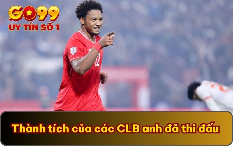 Thành tích của các CLB anh đã thi đấu